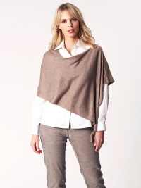 Poncho med strass och tofsar, kamel