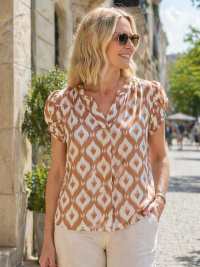 Blus, mocka/gr�ddvit