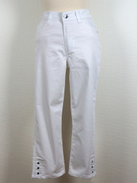 7/8-dels jeans med bendekor, vit twill. Prisvrd